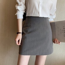 a字半身女夏季2025新款胖mm薄款半裙高腰女士西装短裙深灰色百搭