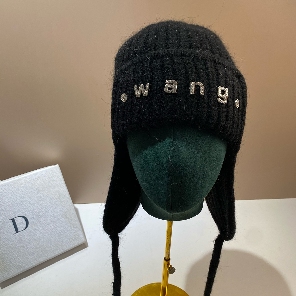 WANG大王长兔毛保暖针织帽包头帽