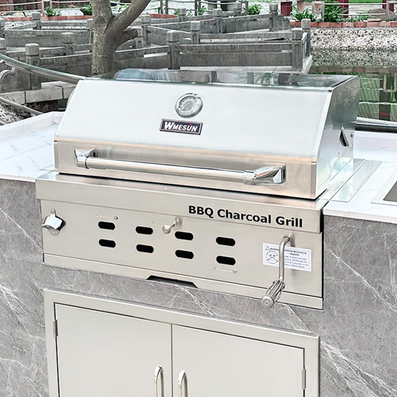 嵌入式烧烤炉户外不锈钢加厚别墅庭院美式bbq木炭烤炉家用烤肉炉