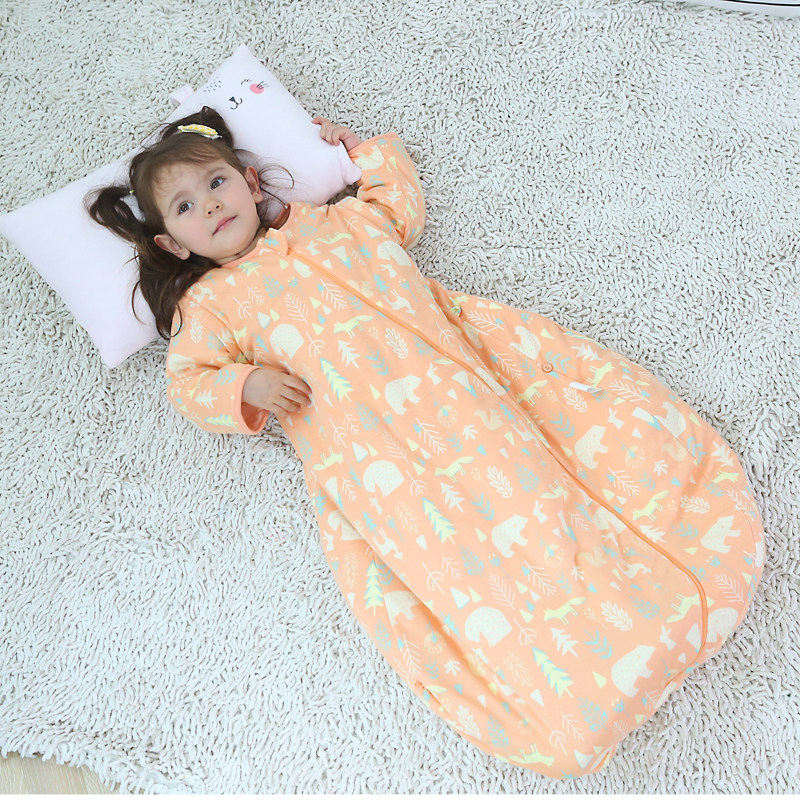 新生婴儿秋冬季天款一体睡袋0一6月加厚一岁夹棉加厚中大童防踢被