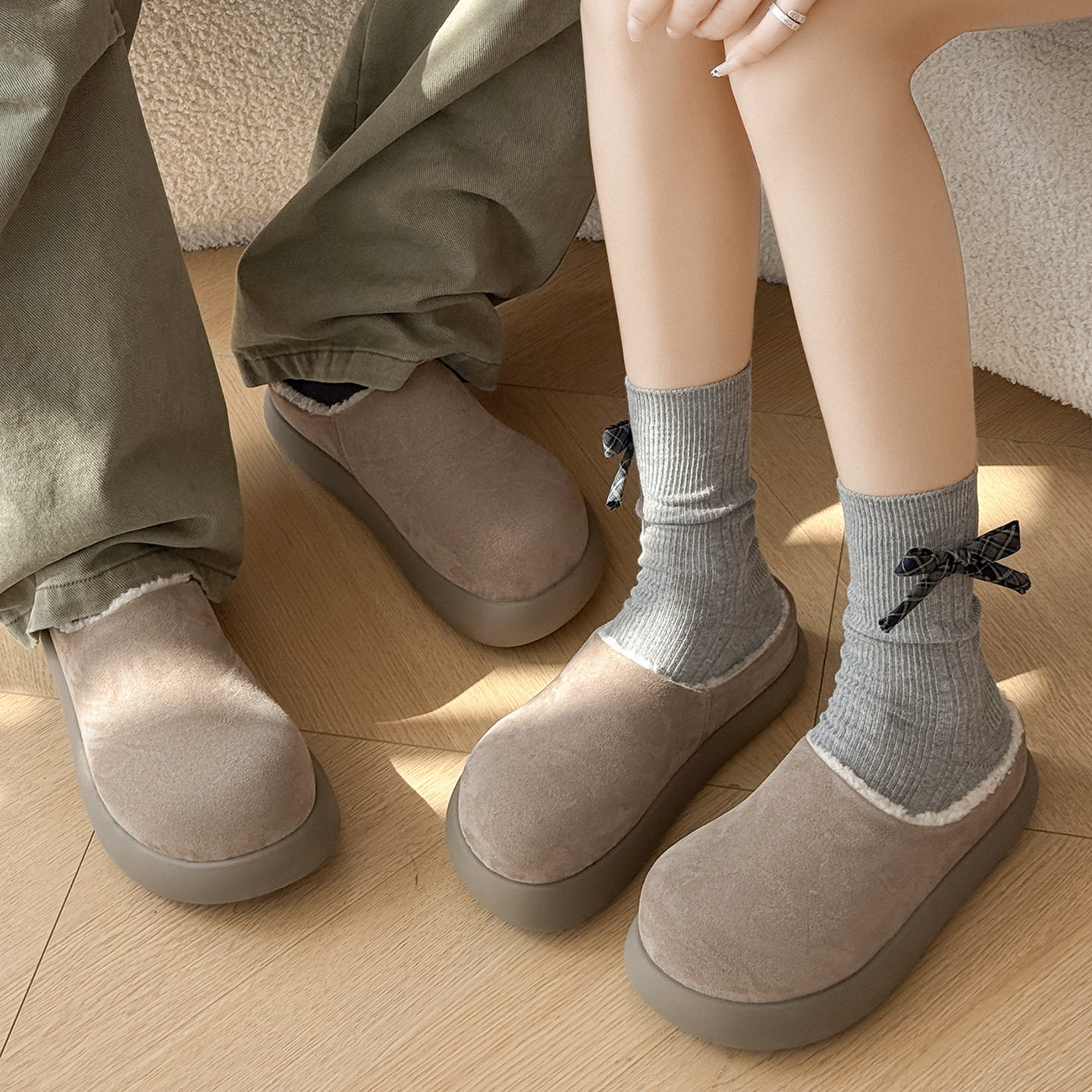 A258-SQB9123-P188情侣包头厚底2025秋冬新款棉鞋半拖鞋勃肯拖鞋，男鞋拖鞋，电商A258