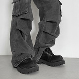 A258-H9939-P108大头德比鞋痞帅暗黑机车工装鞋小众哥特增高皮鞋，男装工装外套，电商A258