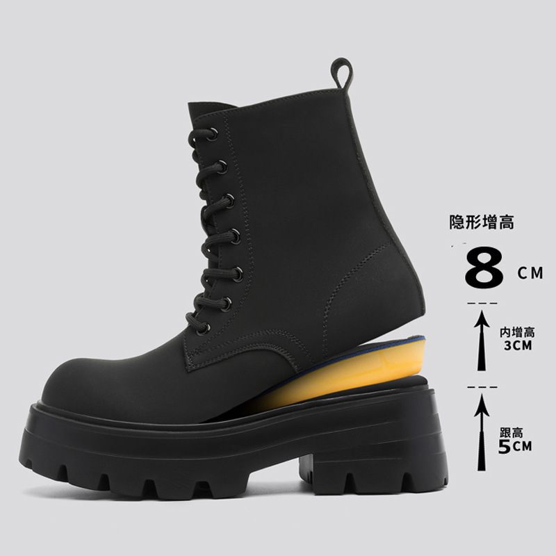 A258-QG071-P128英伦复古风经典马丁靴隐形内增高男靴户外工装靴，男装工装外套，电商A258