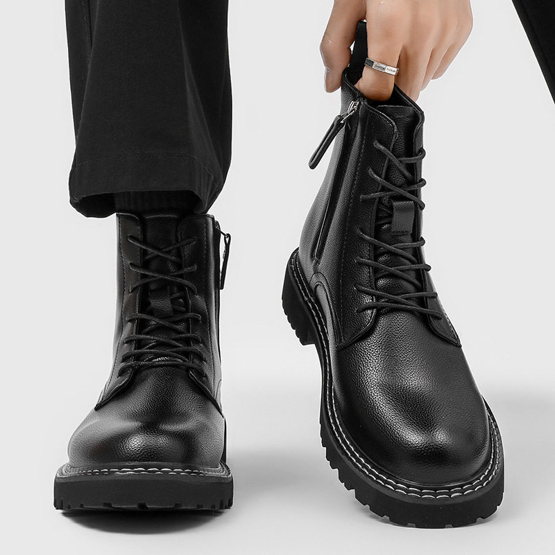 A258-QLM11-P100英伦风工装靴中帮百搭韩版靴子复古风经典马丁靴图片