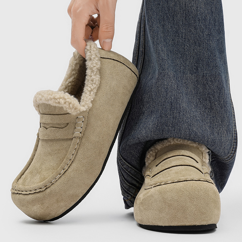 A258-QL52271-P25简约一脚蹬雪地靴时尚厚底棉拖方头加绒保暖棉鞋，男装棉衣，电商A258