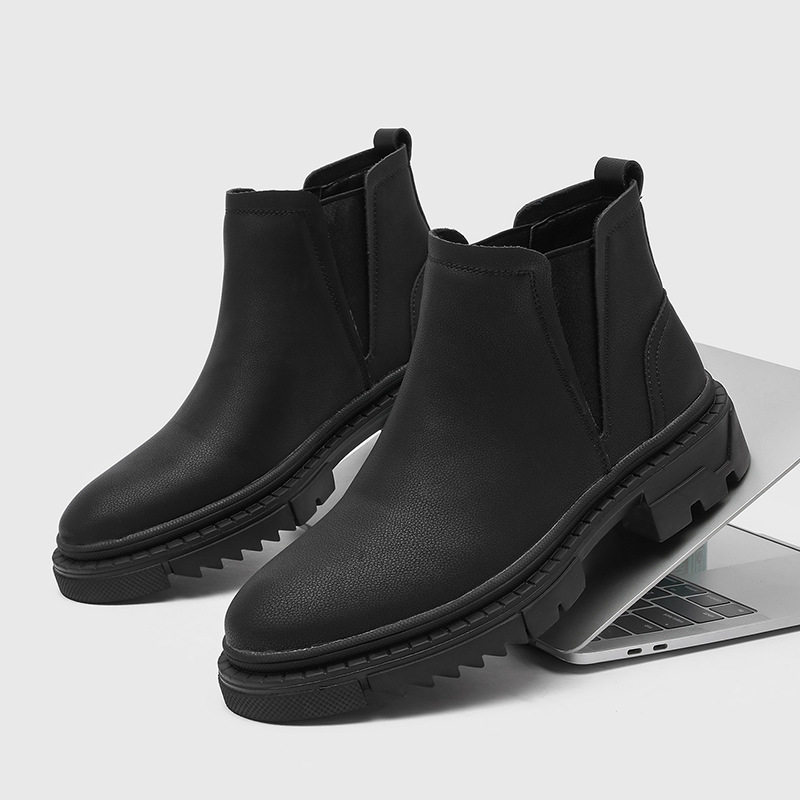 A258-QLS52-P100套脚短靴切尔西中筒靴马丁靴英伦秋休闲复古男靴，男鞋马丁靴，电商A258