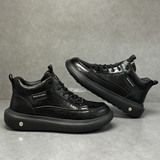 A258-MR19365-P188头层牛皮轻奢皮鞋轻便加绒保暖中帮软底休闲鞋，男装棉衣，电商A258