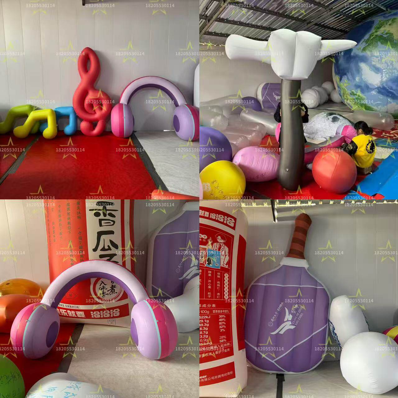 音乐节啤酒节充气气模定制吉他耳机话筒麦克风卡通造型户外美陈
