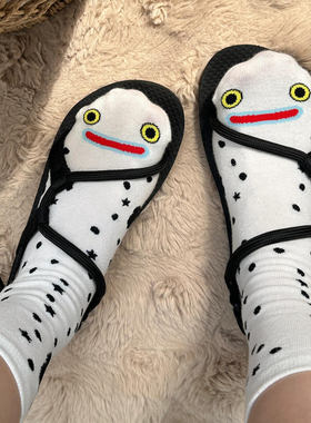 日本冲绳同款花园鳗水族馆袜子可爱情侣款搞笑有趣撞色条纹中筒袜