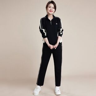 新款妈妈秋装洋气卫衣外套中老年女初秋运动套装中年上衣服两件套