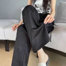 纯色醋酸缎面阔腿裤女胖mm2025新款夏季薄款冰丝裤国风新中式裤子