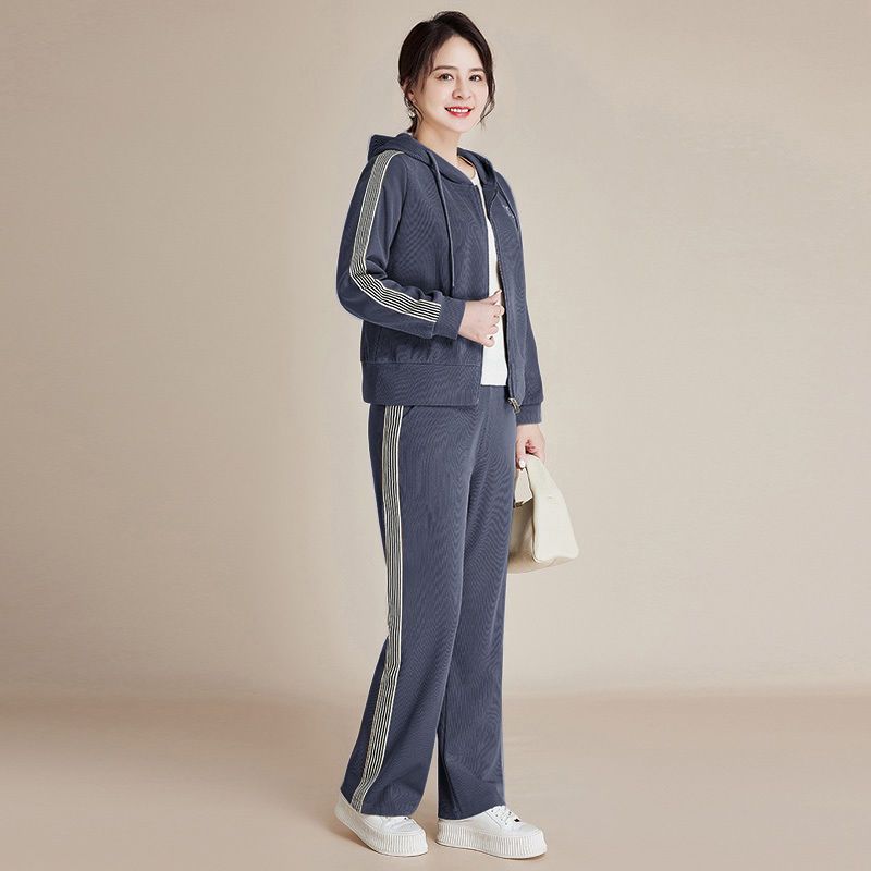 胖妹妹气质妈妈春装运动服套装洋气中老年女装外套休闲上衣两件套