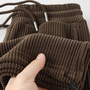 宽松灯芯绒休闲运动裤 重磅灯芯绒300秋冬大码 复古卫裤 子美式 裤