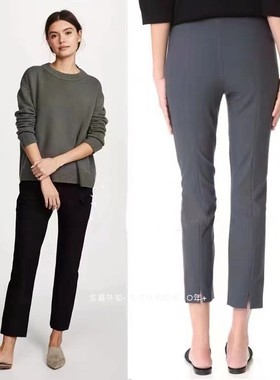纯原Vin家女士后开叉弹力修身显瘦烟管裤直筒九分裤通勤西装裤
