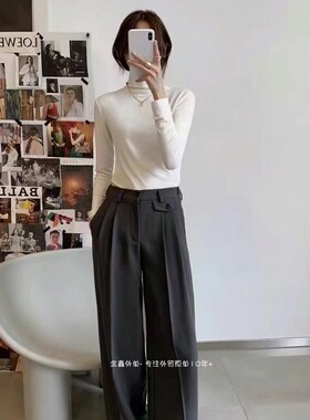 TH理论家原厂原单女装高领打底衫百搭真丝羊毛超弹自发热针织衫