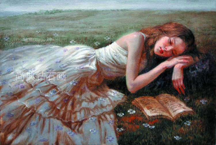 新款卧室diy方钻满钻钻石画睡美人手工贴钻点钻十字绣带钻砖石画