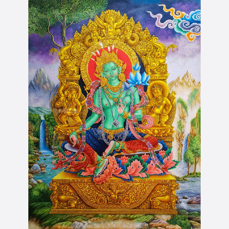 尼泊尔藏传唐卡DIY方钻满钻钻石画纽瓦丽绿度母粘贴钻点钻十字绣