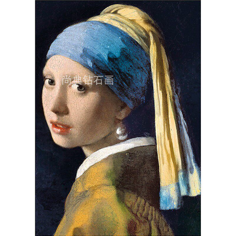 世界名画DIY方钻满钻钻石画戴珍珠耳环的少女粘贴钻十字绣钻石绣