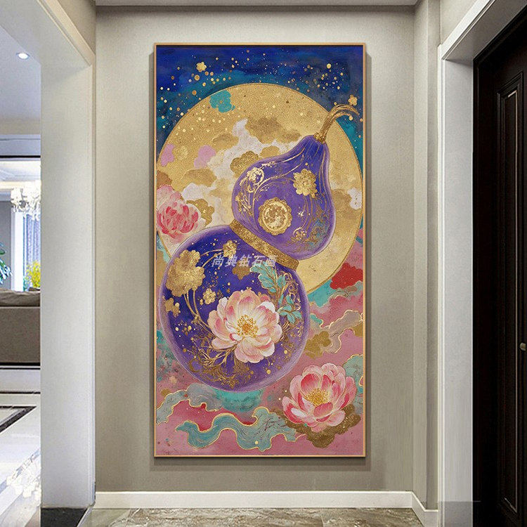2025新款DIY方钻满钻钻石画钻石绣带钻紫色葫芦花开富贵玄关四