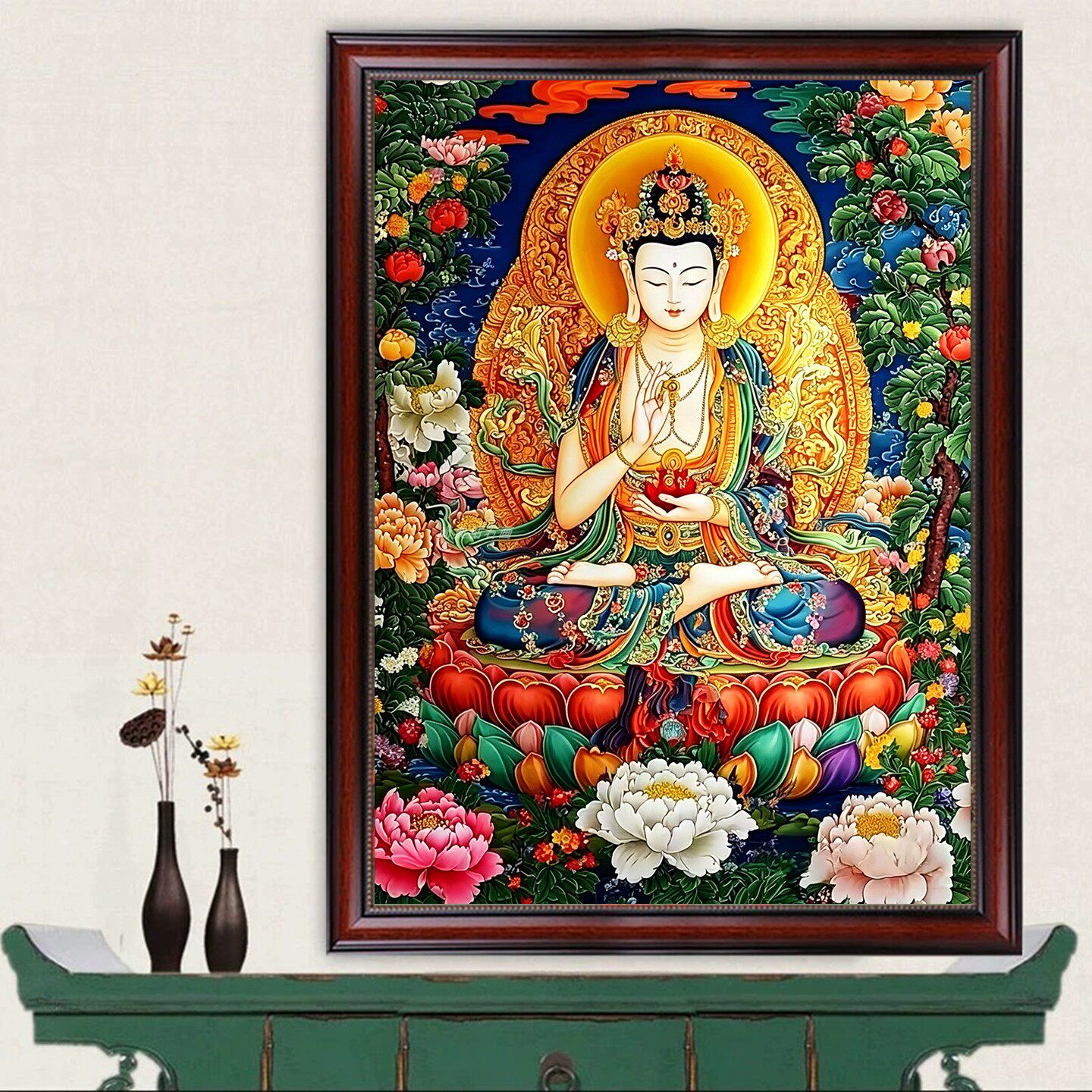 客厅佛堂树脂方钻满钻钻石画粘贴钻砖石绣彩色唐卡大势至菩萨玄关