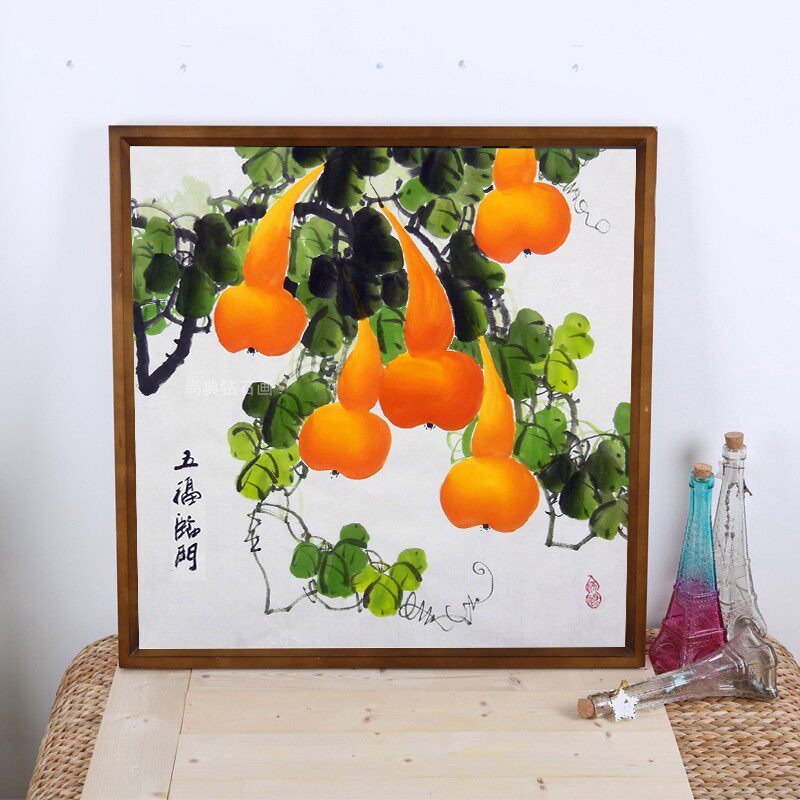 新中式DIY方钻满钻钻石画五福临门金葫芦手工贴钻点钻十字绣带钻