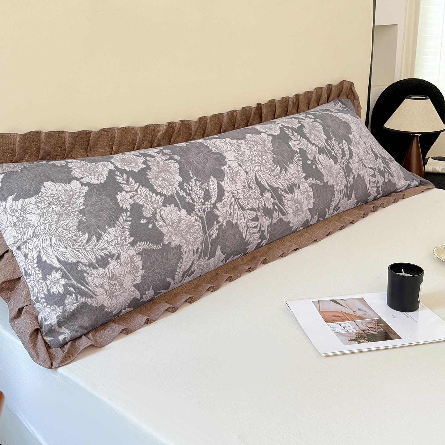 A类水洗棉麻花边双人长枕套1.8米情侣枕头套非纯棉全棉枕芯内胆套