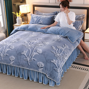 冬季 加厚牛奶绒被套单件180x220双面法兰珊瑚绒被罩单人加绒被单
