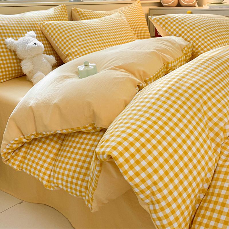 A类水洗棉格子被套单件1.8米学生宿舍单人非纯棉全棉被罩四季通用