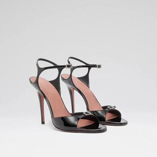women 跨境时装 heels 高跟鞋 凉鞋 圆头细跟绑带金属扣件外贸女鞋