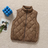 新款 外套 无袖 秋冬羽绒服马甲女短款 立领休闲轻薄背心保暖大码