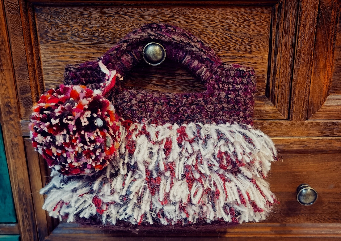 小红书同款羊毛手混毛线单肩手提手拿包手工棒针钩针毛线编织包