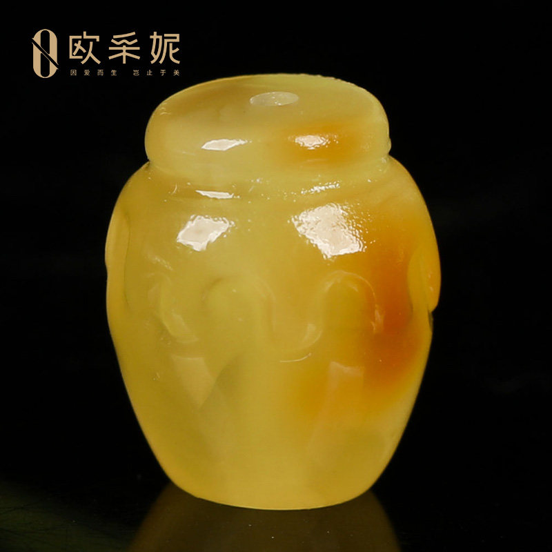 欧采妮天然蜜蜡蜜罐散珠琥珀满蜜鸡油黄配珠文玩手串配件单颗配饰