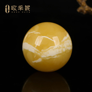 欧采妮天然鸡油黄蜜蜡圆珠吊坠