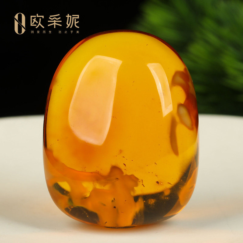 蜜蜡吊坠【珍藏孤品手把件】天然原石琥珀半珀半蜜鸡油红毛衣挂链