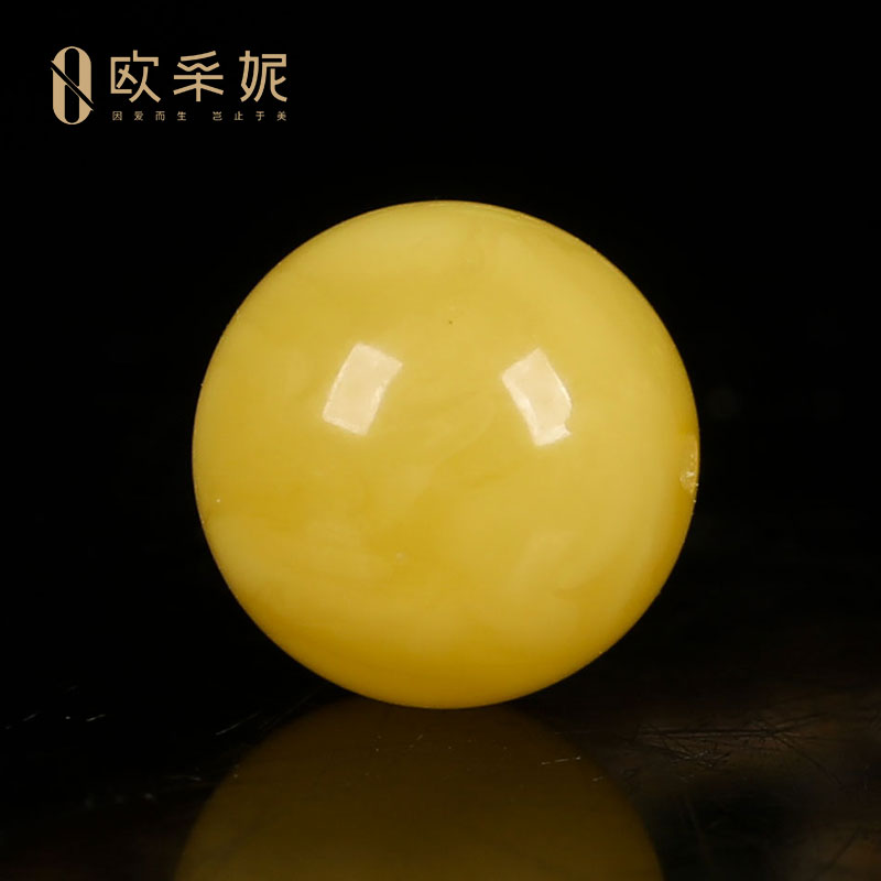 欧采妮蜜蜡散珠琥珀满蜜飘花鸡油黄圆珠配珠佛珠文玩手串男女款