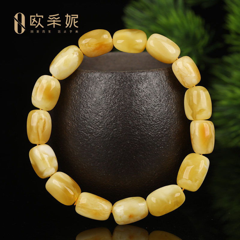 随行蜜蜡手串【白花蜜孤品手串】天然琥珀随型无优化手链文玩俄料