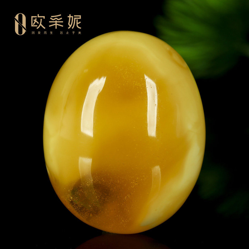蜜蜡吊坠【珍藏水滴挂坠】天然无优化原矿琥珀白妖花满蜜挂坠孤品
