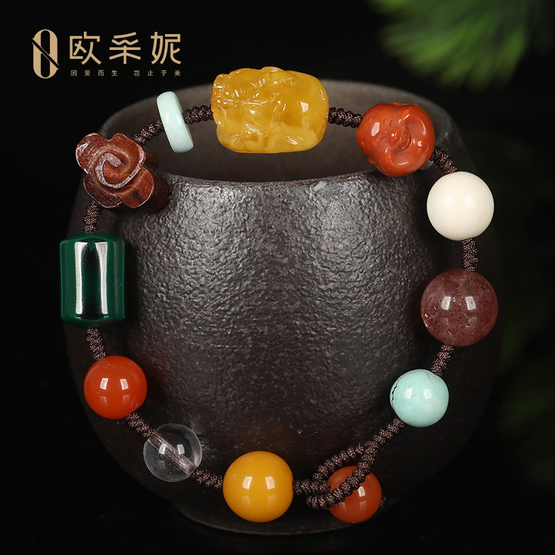 天然蜜蜡南红男女款手串