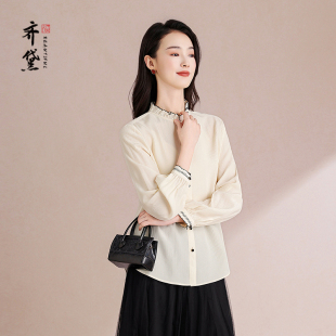 小香风真丝桑蚕丝衬衫女轻奢高级感2026新款优雅女士长袖上衣白