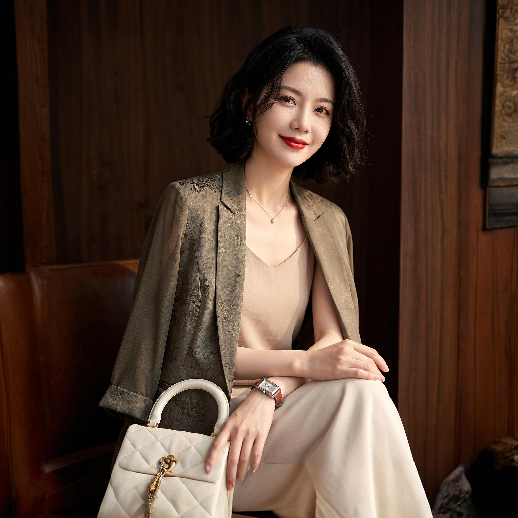 雅颂纯桑蚕丝真丝上衣外套女2026秋季新款轻薄百搭小西装妈妈衣服