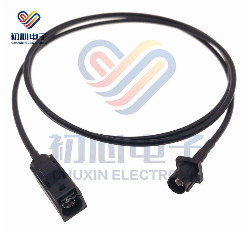 FAKRA A型黑色公转母GPS天线信号延长线 车载SMB-JK连接线RG174线