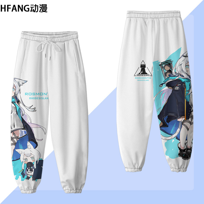 明日方舟卡通印花动漫卫裤学生日系cos二次元秋冬宽松时尚收脚裤图片