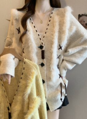 宽松毛衣女慵懒风针织开衫女上衣