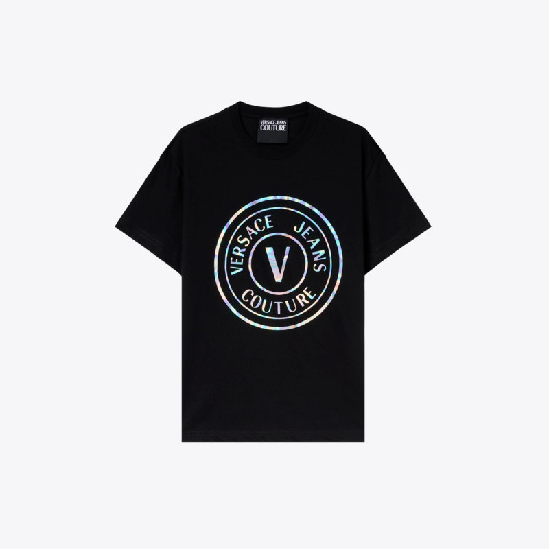 VERSACE JEANS 范思哲 23新品 男士V-EMBLEM LOGO图案圆领短袖T恤