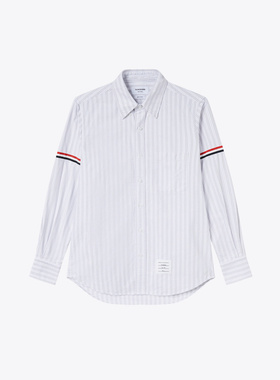 THOM BROWNE 汤姆布朗男士休闲条纹浅灰色衬衫 MWL301OF0525