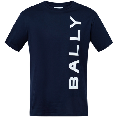 BALLY 巴利 男士LOGO印花圆领海军蓝短袖T恤 M5BAC27F