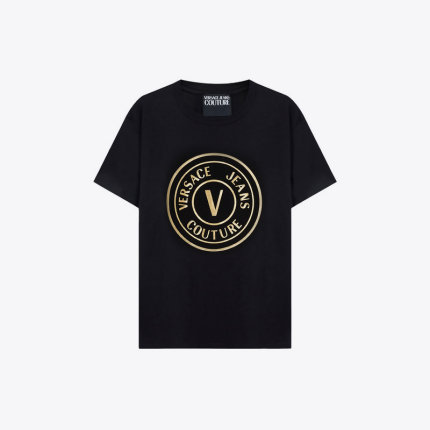 VERSACE JEANS 范思哲男士金标logo时尚舒适短袖爆款T恤74GAHT05