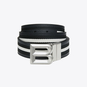 BALLY R.TSP BOLD 巴利男士 牛皮织物B标志板扣双面拼色腰带