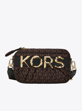 MICHAEL KORS 迈克·科尔斯 MK女士LEONIE系列深棕色深老花单肩包