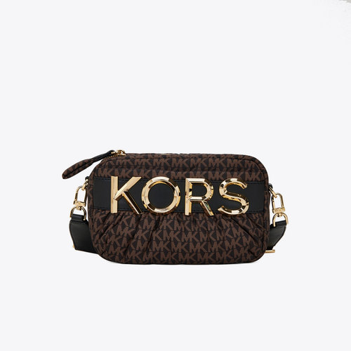 MICHAEL KORS 迈克·科尔斯 MK女士LEONIE系列深棕色深老花单肩包